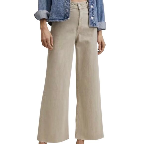 Mango Denim - Mango Tan Culotte High Waist Jeans Catherine Wide Leg Size 2